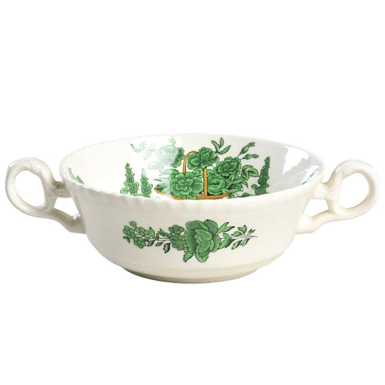 Green Basket (Earthenware, Gadroon, Not Trim) Flat Cream Soup Bowl