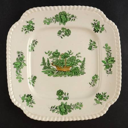 Green Basket (Earthenware, Gadroon, Not Trim) Square Luncheon Plate
