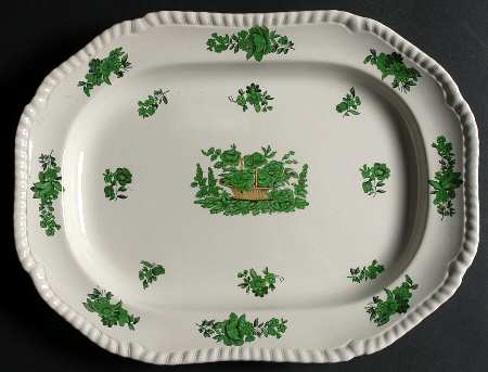 Green Basket (Earthenware, Gadroon, Not Trim) 12" Oval Serving Platter