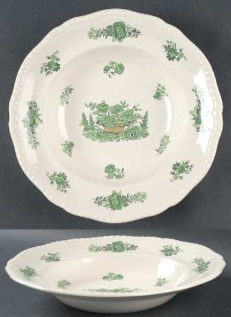 Green Basket (Earthenware, Gadroon, Not Trim) Large Rim Soup Bowl