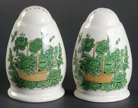 Green Basket (Earthenware, Gadroon, Not Trim) Salt & Pepper Set