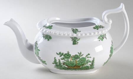 Green Basket (Bone, Gadroon, No Trim) Teapot No Lid