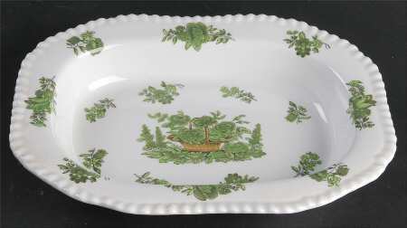 Green Basket (Bone, Gadroon, No Trim) 9" Oval Vegetable Bowl