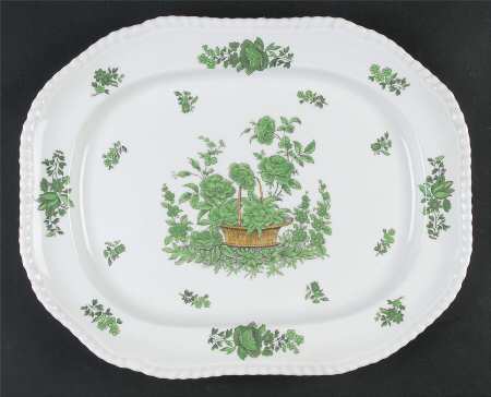 Green Basket (Bone, Gadroon, No Trim) 14" Oval Serving Platter