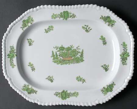 Green Basket (Bone, Gadroon, No Trim) 12" Oval Serving Platter