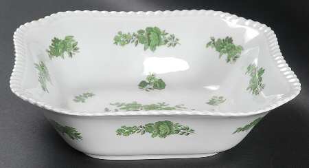 Green Basket (Bone, Gadroon, No Trim) 9" Square Vegetable Bowl