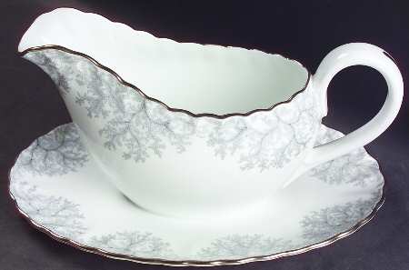 Gray Coral Gravy Boat with Attached Underplate