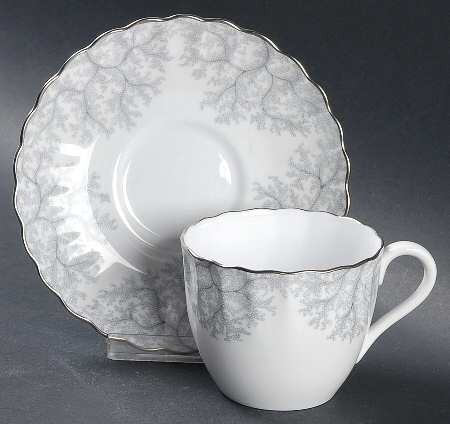 Gray Coral Flat Cup & Saucer Set