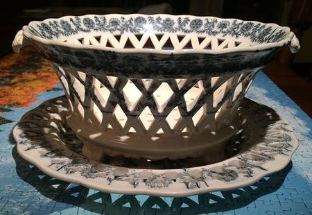 Gray Delhi Pierced Berry Bowl and Underplate