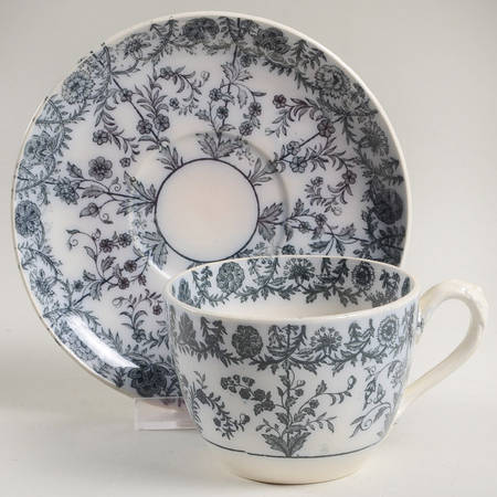 Gray Delhi Flat Cup & Saucer Set