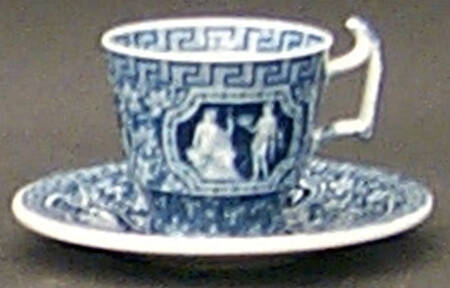 Greek Blue Footed Demitasse Cup & Saucer Set