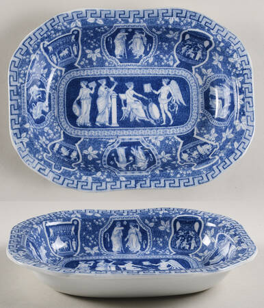 Greek Blue 9" Oval Vegetable Bowl