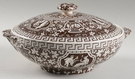 Greek Brown Round Covered Vegetable