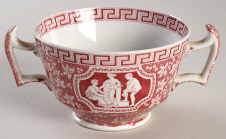 Greek Red Sugar Bowl No Lid