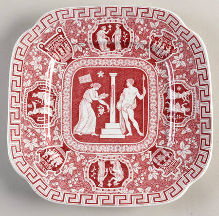 Greek Red Square Salad Plate