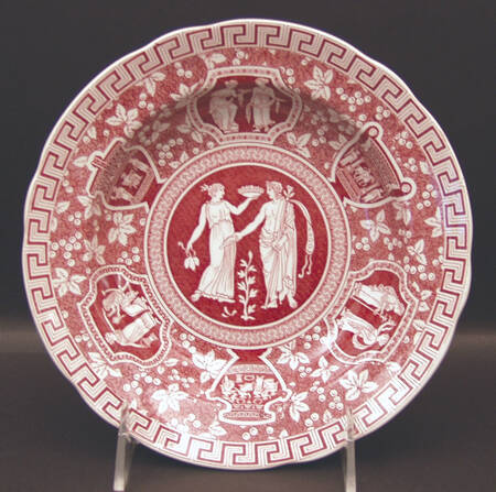 Greek Red Rim Soup Bowl