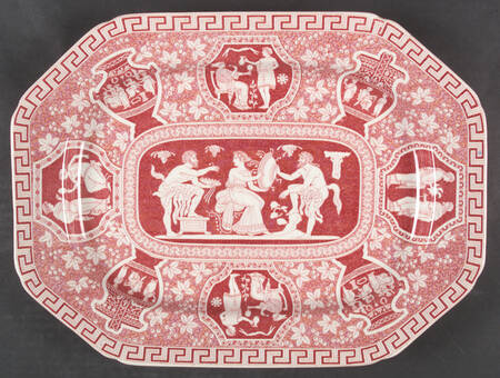 Greek Red 14" Oval Serving Platter
