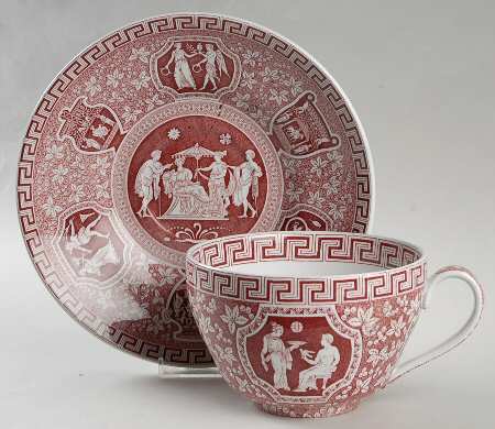 Greek Red Jumbo Cup & Saucer Set