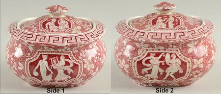 Greek Red Sugar Bowl & Lid