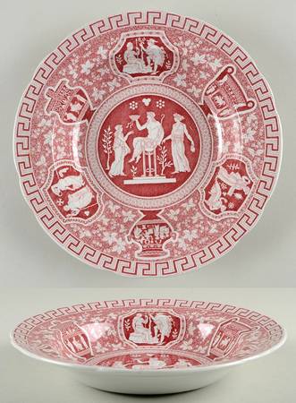 Greek Red Large Rim Soup Bowl