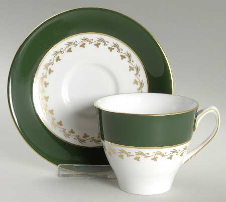 Green Velvet Flat Cup & Saucer Set