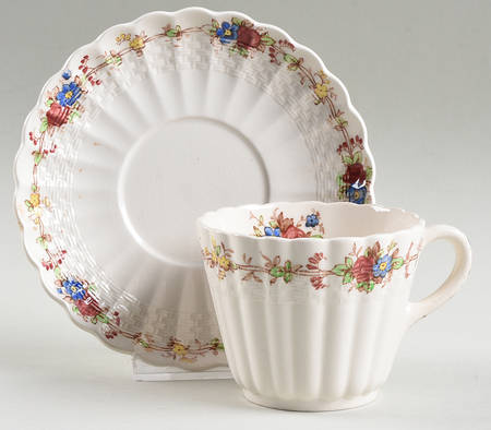 Hazel Dell Off White Flat Cup & Saucer Set