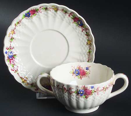 Hazel Dell Off White Flat Bouillon Cup & Saucer