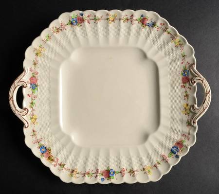Hazel Dell Off White Square Handled Cake Plate