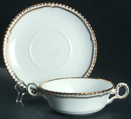 Hallmark (Gadroon Shape) Flat Cream Soup Bowl & Saucer Set
