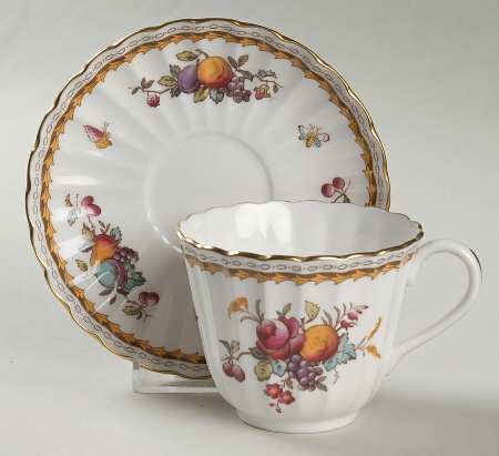 Harvest Rose (Gold Trim) Flat Cup & Saucer Set