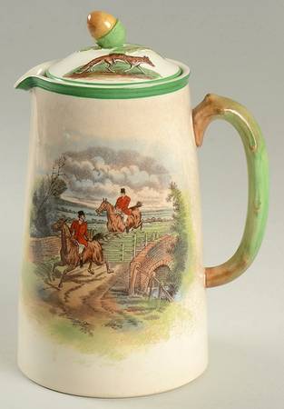 Herring Hunt, The Hunt (Green, Scalloped) Hot Water Jug & Lid