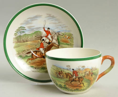 Herring Hunt, The Hunt (Green, Scalloped) Jumbo Cup & Saucer Set