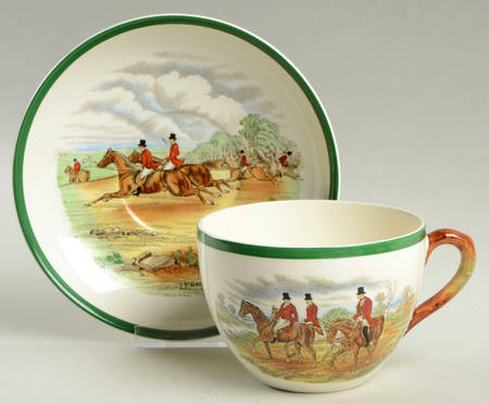 Herring Hunt, The Hunt (Green, Scalloped) Jumbo Cup & Saucer Set
