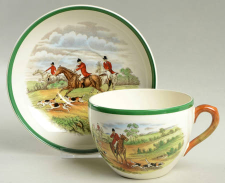 Herring Hunt, The Hunt (Green, Scalloped) Jumbo Cup & Saucer Set