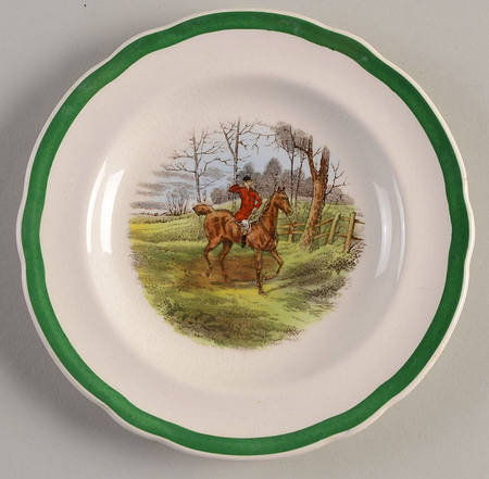 Herring Hunt, The Hunt (Green, Scalloped) Small Bread & Butter Plate