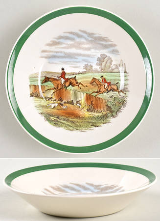 Herring Hunt, The Hunt (Green, Scalloped) Fruit/Dessert (Sauce) Bowl