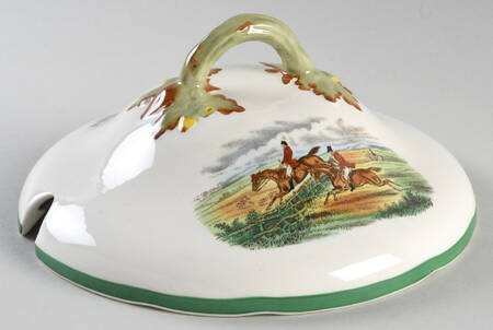Herring Hunt, The Hunt (Green, Scalloped) Lid for Tureen