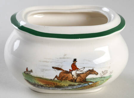 Herring Hunt, The Hunt (Green, Scalloped) Sugar Bowl No Lid