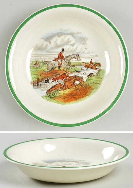 Herring Hunt, The Hunt (Green, Scalloped) Coupe Soup Bowl