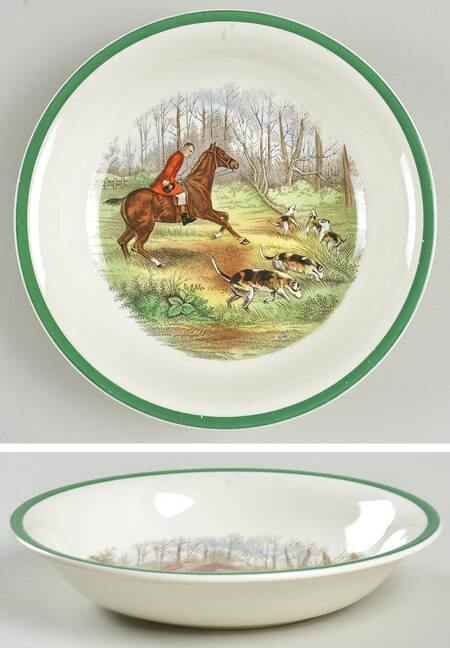 Herring Hunt, The Hunt (Green, Scalloped) Coupe Soup Bowl