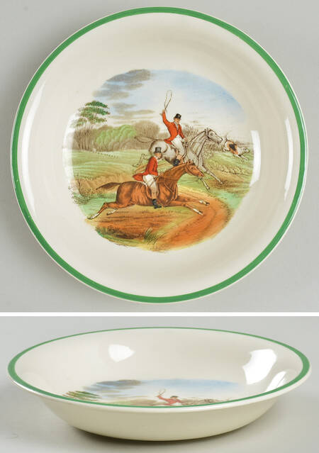 Herring Hunt, The Hunt (Green, Scalloped) Coupe Soup Bowl