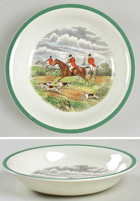 Herring Hunt, The Hunt (Green, Scalloped) Coupe Soup Bowl