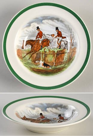Herring Hunt, The Hunt (Green, Scalloped) Rim Cereal Bowl
