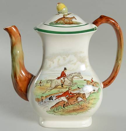 Herring Hunt, The Hunt (Green, Scalloped) Coffee Pot & Lid