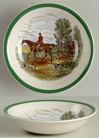 Herring Hunt, The Hunt (Green, Scalloped) Coupe Cereal Bowl