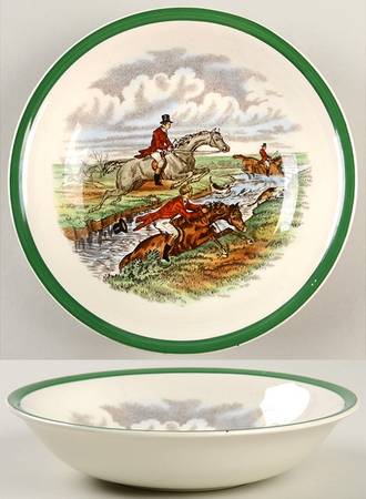 Herring Hunt, The Hunt (Green, Scalloped) Coupe Cereal Bowl