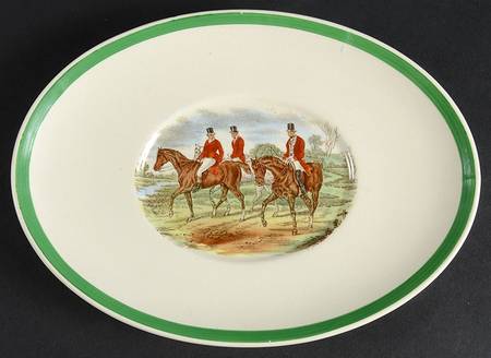 Herring Hunt, The Hunt (Green, Scalloped) Underplate for Gravy Boat