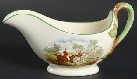 Herring Hunt, The Hunt (Green, Scalloped) Gravy Boat