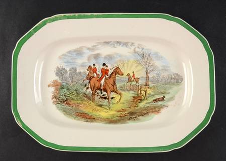 Herring Hunt, The Hunt (Green, Scalloped) 10" Oval Serving Platter