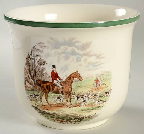 Herring Hunt, The Hunt (Green, Scalloped) Large Cachepot